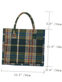 Trendy Plaid Square Shoulder Bag, Fall Rectangular Canvas Bag, Fall Season Rectangular Canvas Bag, Trendy Plaid Shoulder Bag With Large Capacity, Plaid Large Capacity Bag For Daily Use, Trendy Rectangular Canvas Bag For Fall, Large Capacity Plaid Bag For Daily Use, Large Capacity Green Bag For Fall, Trendy Plaid Bag With Large Capacity