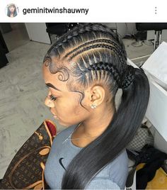 IG: @geminitwinshauwny Cornrow Pony, Hairstyles With Attachment, French Braid Ponytail, Pony Style, Girls Braids, Cornrow, Long Braids, Braided Ponytail