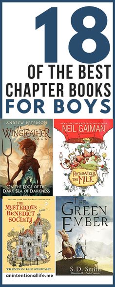 the best books for boys to read in their own bookcases, with text overlay