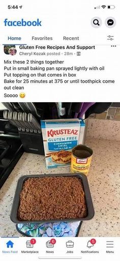 an image of food on the counter with facebook posts about it and what they are doing