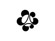 an abstract black and white logo with four leaves in the shape of a letter o