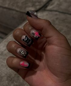 Coffin Nails Ombre, Junk Nails, Duck Nails, Nails Design With Rhinestones, Girly Acrylic Nails, Long Acrylic Nails Coffin