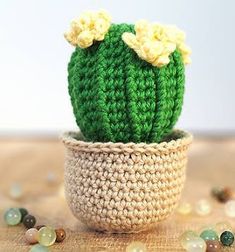 a crocheted cactus sitting in a small pot