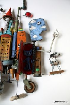 an art piece made out of various objects