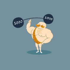 a cartoon character lifting a barbell with the words $ 500 written on it in front of him