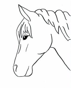 a drawing of a horse's head with long manes and black eyes on a white background