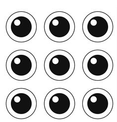 eight black and white circles are shown in the shape of an eye, with one circle at