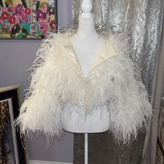 Fun Shawl For Your Next Night Out Feather Shawl, Shawl Jacket, Cult Gaia, Sewing Ideas, Shawl, Night Out, Color White, Jackets & Coats, Jackets For Women