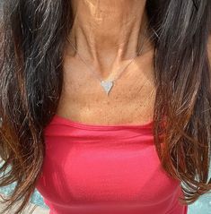 Diamond heart necklace. Very sparkly and cool! Chain is 16 inches with a 2 inch extension. Diamond Heart Necklace, Heart Necklace Diamond, Mother Of Pearl Necklace, Diamond Heart, Heart Necklace, Long Necklace, Pendant Necklaces, Cross Necklace, Jewelry Necklace Pendant