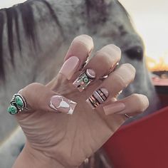 10 Country Western Nail Designs for a Perfect Cowgirl Style | ND Nails Supply Country Chic Nails, Stagecoach Nails, Cowgirl Nails Designs, Punchy Nails Designs, Punchy Western Nails, Western Nail Designs, Boho Western Nails, Western Style Nails, Fall Western Nails