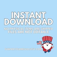 an image of a cartoon character with the caption instant downloaded no physical items are shipped files are not editable