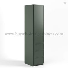 a tall metal cabinet with three drawers