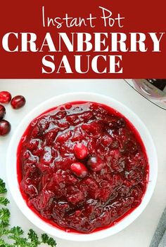 instant pot cranberry sauce in a white bowl