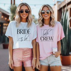 Bride To Be T-Shirt, Bach Crew Shirt, Luxury Wedding Bridesmaids Tee, Bride And Maids Of Honors Matching Hoodie, Vintage Bridal Shower Shirt Each Item IS Sold Separately.  Welcome to Crazy Hat Shop,  Your go-to destination for unique and eye-catching printed t-shirts! We specialize in high-quality, creatively designed tees that let you express your individuality and stand out from the crowd. Whether you're looking for bold graphics, witty slogans, or artistic prints, our diverse collection has something for everyone. Discover your next favorite t-shirt at Crazy Hat Shop, where crazy cool meets everyday comfort! Pink Crew Neck Top For Bridal Shower, Short Sleeve Tops For Bridesmaids, White Crew Neck Top For Bridesmaids, White Short Sleeve Top For Bridesmaids, Bridal Shower Shirts, Crazy Hat, Vintage Bridal Shower, Team Bride, Vintage Bridal