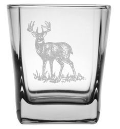 a glass with a deer drawn on it