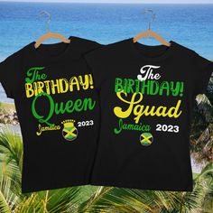 "Visit our website (www.wilsondesigngrp.com) \"HOW TO ORDER \" 1-) Please, Check and Review all Photos. 2-) Select Your Size/Style from the menu. 3-) Choose Your Quantity. Please Specify whether you want \"The Birthday King\" shirt or \"The Birthday Squad\" in the Personalization box. 4-) Click ADD TO CART. You can go back to add more product sizes for your significant other or you can complete the checkout process. 5-)Please Click \"Proceed to Check Out\" CARE INSTRUCTIONS Machine wash cold, in Birthday Jamaica, Birthday Attire, Girlfriend Trips, Birthday Queen Shirt, 22nd Bday, Jamaica Shirt, Jamaica Trip, Birthday King, Vacation Tshirt