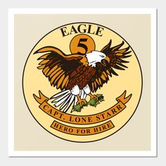 an eagle emblem with the number five on it