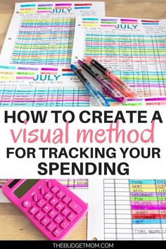 a pile of paper with the title how to create a visual method for tracking your spending