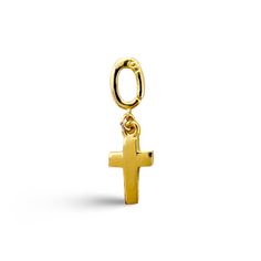 Add a touch of charm with our Classic Gold Cross Charm! Made with a durable 14K gold plating and a water-resistant, sweat-proof PVD coating over stainless steel, this charm is built to last. Plus, it features a unique clasp for easy swapping between necklaces and bracelets. 14K Gold Plated Water Resistant and Sweat proof Gold PVD Coating over stainless steel 8mm x 4mm Clasp 10mm X 6mm Charm Each piece of jewelry is ethically handmade by talented artisans in Thailand. Your purchase provides fair, Yellow Gold Cross Charm Necklace Tarnish Resistant, Gold Plated Spiritual Cross Jewelry And Charms, Gold-plated Cross Charm Necklace, Mother's Day Games, Gold-tone Cross Pendant Jewelry Gift, Gold Bracelets Stacked, Gold Hallmarked Crucifix Charm, Cross Gold, Mantra Bands