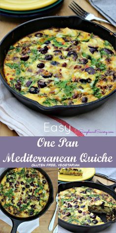 an easy one pan mediterraneanan quiche is ready to be eaten