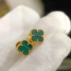 CLOVER MINI MALACHITE GOLD EARRINGS Luxury Gemstone Flower-shaped Earrings, Luxury 14k Gold Flower-shaped Earrings, Luxury 14k Gold Flower Shaped Earrings, Luxury Green Sterling Silver Earrings, Luxurious Green Sterling Silver Earrings, Luxury Gold Plated Gemstone Earrings, Luxury Gold-plated Gemstone Earrings, Trinity Bracelet, Malachite Earrings