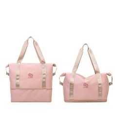 two pink bags sitting next to each other