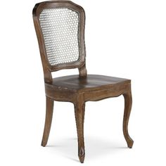 an antique wooden chair with caned back and seat, made in the 19th century