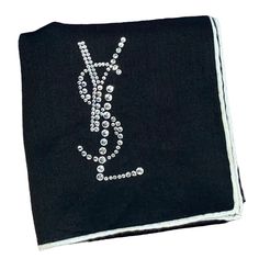 Authentic Vintage Ysl Black Cotton Handkerchief Scarf With Hand Rolled Edges And Rhinestoned Ysl Logo. Brand: Yves Saint Laurent Material: Cotton *Measurements* 18” X 18” -No Material Tag Scarf Photography, Saint Laurent Accessories, Vintage Ysl, Ysl Logo, Black Cotton, Scarf Wrap, Yves Saint Laurent, Scarf Accessory, Saint Laurent