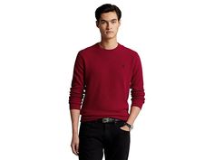 Polo Ralph Lauren Textured-Knit Cotton Sweater - Men's Clothing : Park Avenue Red : Keep your style game fun and fabulous by donning the Polo Ralph Lauren Textured-Knit Cotton Sweater. Regular fit. Pullover style. Made from a textured stitch and ultrasoft cotton jersey. Crew neckline and long sleeves with rib-knit cuffs. Signature embroidered Pony on the left chest. Rib knit hem. 100% cotton. Machine washable. Imported. Park Avenue, Sweaters Online, Textured Knit, Sweaters Knitwear, Knit Cotton, Polo Ralph Lauren Mens, Cotton Sweater, Men's Polo, Pullover Styling