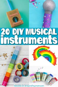 DIY Musical Instruments for Kids to Make and play! And they actually make music, too! Home Made Instruments For Kids, Diy Musical Instruments For Kids, Musical Instruments For Kids, Kids Instruments, Storytime Ideas, Music Gadgets