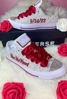 Bling Converse-wedding Converse-bridal Sneakers-chucks and - Etsy Bride Chuck Taylors, Blinged Out Converse For Wedding, Bling Sneakers Rhinestones, Prom Sneakers, Bling Converse Shoes, Bedazzled Shoes Diy