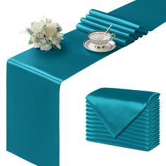 PRICES MAY VARY. 🌺[ Preferred Decorations ]: The package includes 12pcs x table runner (12" x 108" / 30mm x 275mm). The quantity can meet your daily use. The size of the satin table runner is suitable for decorating many occasions, such as weddings, birthdays, banquets, buffets, dinner parties, parties, picnics, anniversaries, Christmas, Thanksgiving. It can also be used in the kitchen, home decoration, indoor or outdoor events. Definitely one of your daily must-have decorations. 🌺[ Ingenious Birthday Buffet, Table Runner Decor, Wedding Decorations Table, Blue Table Runner, Decorations Table, Blue Table, Satin Color, Clever Design, Party Table