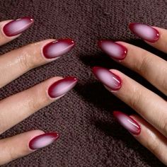 Plum Nails French Tip, Creative Pink Nails, Edgy Red Nails, Different Color Nails Acrylic, Simple Nails Aesthetic, September Nail Ideas, Trendy Manicure, Dark Skin Models, Nail Aesthetic