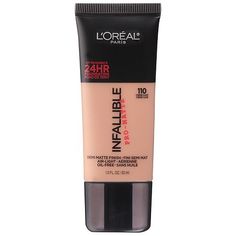 Discover the pro finish of longwear: up to 24 hour demi matte foundation Get a matte finish that won't fall flat with L'Oreal Paris' Pro-Matte Foundation. Air-light, oil-free, longwearing liquid foundation provides medium coverage. Goes on smooth with a demi matte finish that resists sweat, heat, humidity — hiding imperfections for a smooth, clear complexion that lasts all day. Available in 22 shades, the colors stay true and wont change or fade. Packaging May Vary. What you receive may not be Infallible Pro Matte Foundation, Infallible Pro Matte, Drugstore Beauty Products, Makeup Finds, Loreal Paris Infallible, Best Drugstore Makeup, Clear Complexion, Beauty Games, Too Faced Foundation