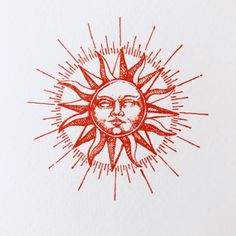 a drawing of a sun with a face on it