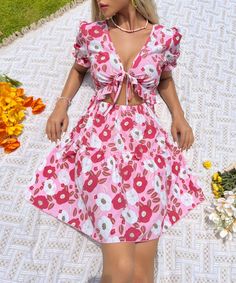 F00210999-103 Beach Holiday Dresses, Summer Lace, Daily Dress, Cutout Dress, Printed Dress, Printed Mini Dress, Ruffle Dress, Skirt Length, Neck Designs