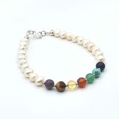 Balance your energy and embrace your inner harmony with our 7 Chakra Bracelet for Women, adorned with lustrous freshwater pearls. Featuring 8mm beads representing each of the seven chakras, amethyst, lapis lazuli, turquoise, green aventurine, tiger's eye, carnelian, and citrine, this bracelet is designed to align and energize your spiritual centers while adding a touch of elegance with the pearls. Perfect for anyone on a journey of self-discovery and healing, this bracelet is a beautiful way to 7 Chakra Bracelet, Chakra Heilung, Inner Harmony, 8mm Beads, Seven Chakras, 7 Chakra, Chakra Bracelet, 7 Chakras, Turquoise Green