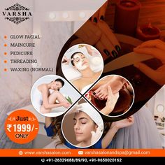 an advertisement for a spa with images of women getting facial care