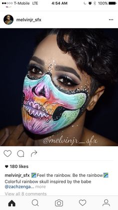 a woman with face paint on her face and the caption is meunir - stx