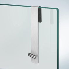 a glass door with a metal handle on it