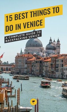 the cover of an article about venice, with boats in the water and buildings on either side