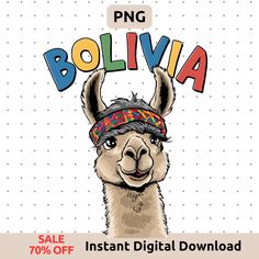 a llama wearing a bandana with the words boliva on it