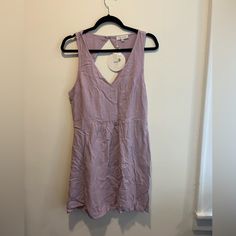 New And Never Worn From Australian Brand Esther And Co. Linen Mini Dress With Button Close And Open Back. Dresses Linen, Linen Sundress, Linen Mini Dress, Lavender Purple, Linen Dresses, Sundress, Open Back, Lavender, Size 12