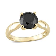 a black diamond engagement ring in yellow gold plated sterling or 18k white gold