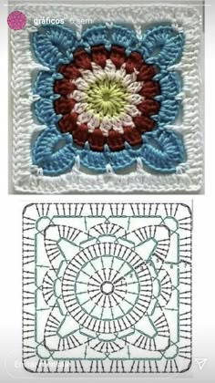 two pictures with different designs on them, one is blue and the other is red