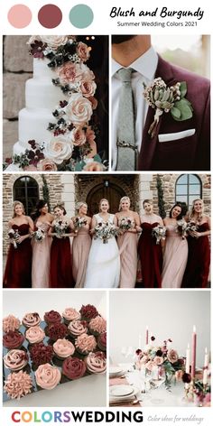 a collage of different wedding photos with flowers