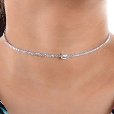 Natural SI/H Emerald Cut Diamond Choker Necklace 18k White Solid Gold 5.38 Ct. Diamond Necklace Simple, Choker Necklace Designs, Diamond Choker Necklace, Wedding Necklaces, Princess Jewelry, Simple Diamonds, Diamond Choker, Emerald Cut Diamond, Necklace Diamond