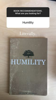 a book with the title humility written on it and an image of a tree