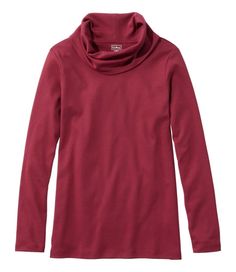 This cowlneck tee is made from the top 1% of the world's cotton – Supima. It's sure to be one of the softest and most versatile long-sleeve t-shirts in your wardrobe. Slightly Fitted: Softly shapes the body. Falls at hip. Extraordinarily soft in long-staple Supima® cotton - grown in the USA. Interlock knit for a smooth feel inside and out. Machine wash and dry. Double-layered cowlneck for great shape and comfort. Imported, fabric USA. Fit: Slightly Fitted | Women's Pima Cotton Tee, Long-Sleeve C Stretch Solid Color Cowl Neck Top, Fall Layering Tops With Cowl Neck, Fall Cowl Neck Top, Solid Color Funnel Neck Top With Relaxed Fit, Relaxed Fit Funnel Neck Top, Stretch Cotton Funnel Neck Tops, Casual Stretch Cowl Neck Tops, Casual Cowl Neck Top, December Outfits