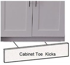 the cabinet toe kicks are labeled in black and white, along with an image of cabinets